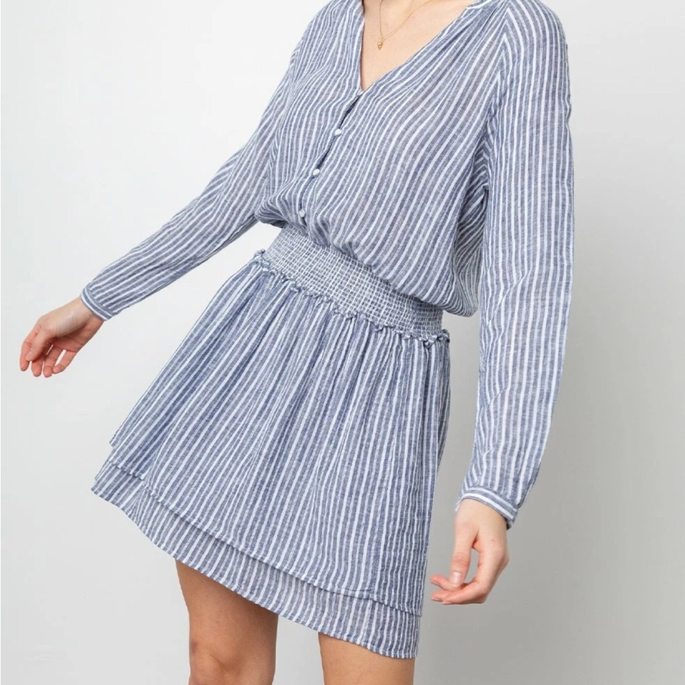 Rails Jasmine Striped Linen Blend Mini Dress Tibet Stripe Blue White S